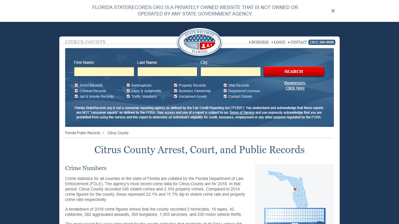 Citrus County Arrest, Court, and Public Records