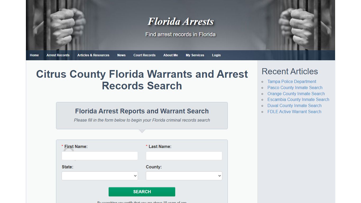 Citrus County Florida Warrants and Arrest Records Search